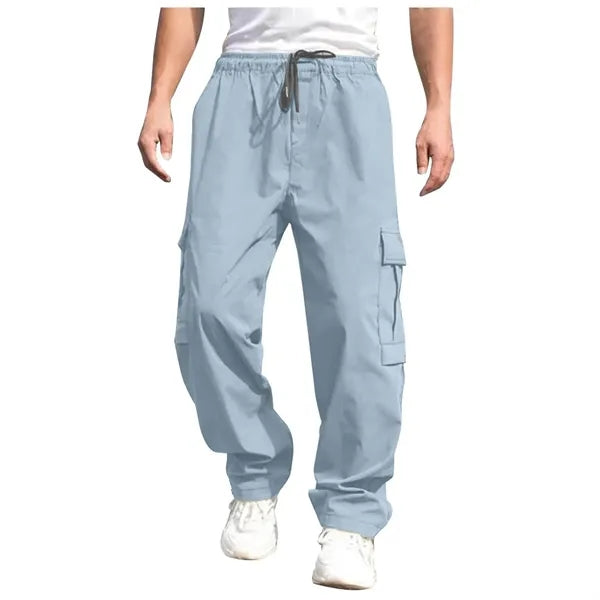 Drawstring Waist Workwear Trousers Men's Cargo Pants