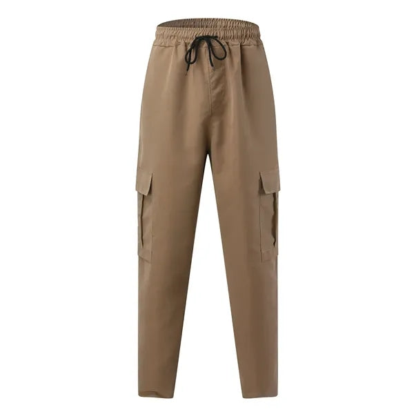 Drawstring Waist Workwear Trousers Men's Cargo Pants