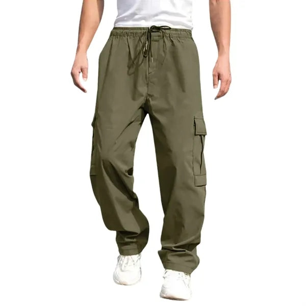 Drawstring Waist Workwear Trousers Men's Cargo Pants