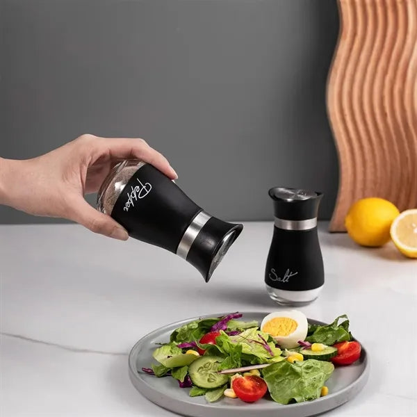 Stainless Steel Salt & Pepper Shakers Set with Glass Bottle