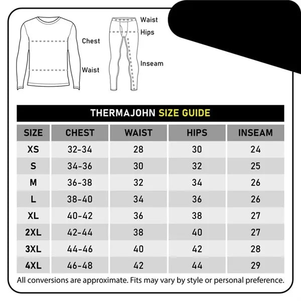 Long Johns Thermal For Men Fleece Lined Base Layer Set