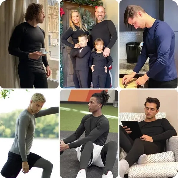 Long Johns Thermal For Men Fleece Lined Base Layer Set