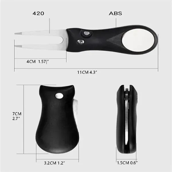 Collapsible Golf Divot Fixer ABS Steel with Magnetic Button