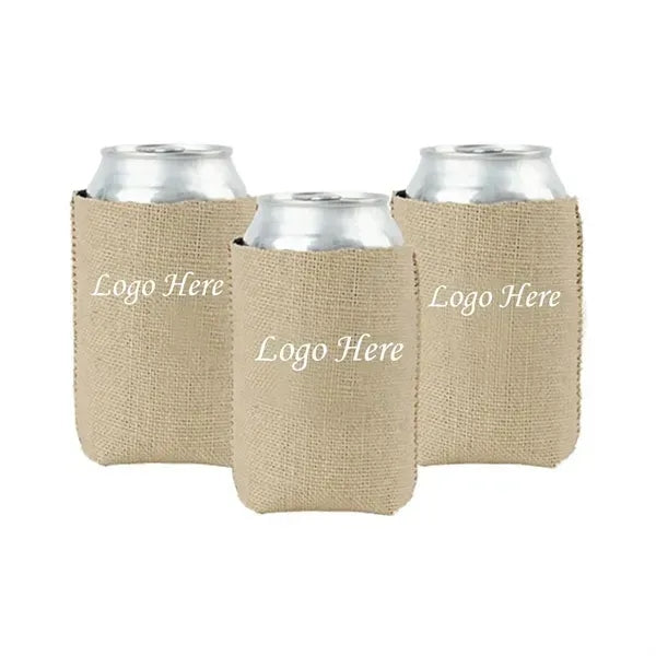 Burlap with Neoprene Can Cooler