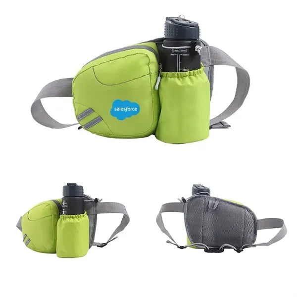 50pc MOQ Zippered sports fanny Pack with Water Bottle Slot