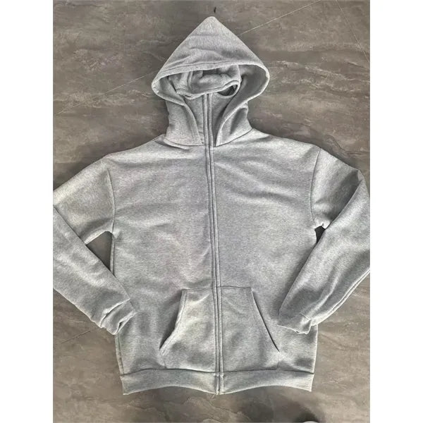 Streetwear Double Hooded Zip Jacket Balaclava Hoodie