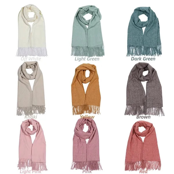 Faux Cashmere Solid Color Tassel Scarf