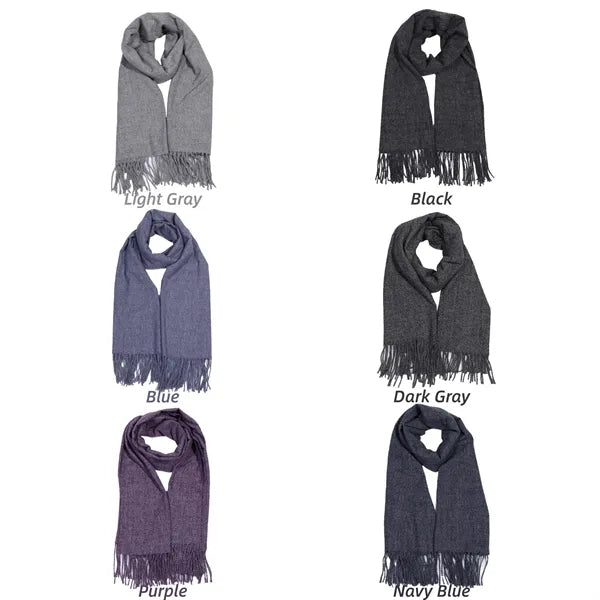 Faux Cashmere Solid Color Tassel Scarf