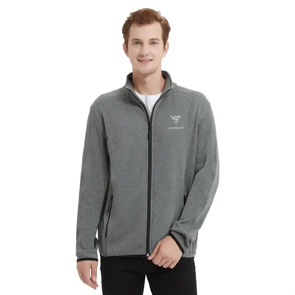 Men's Heathered Sweater Full-Zip Fleece Jacket