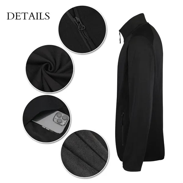 Men's Heathered Sweater Full-Zip Fleece Jacket