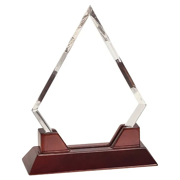 9 1/2" Diamond Prestige Acrylic Award w/ Rosewood Base