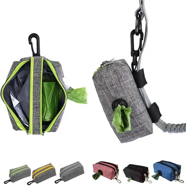 Double Zipper Dog Poop Bag Holder Dispenser Treat Pouch