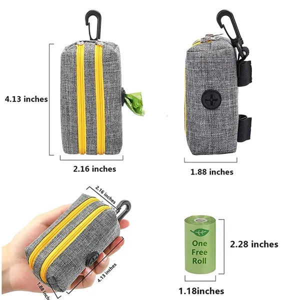 Double Zipper Dog Poop Bag Holder Dispenser Treat Pouch