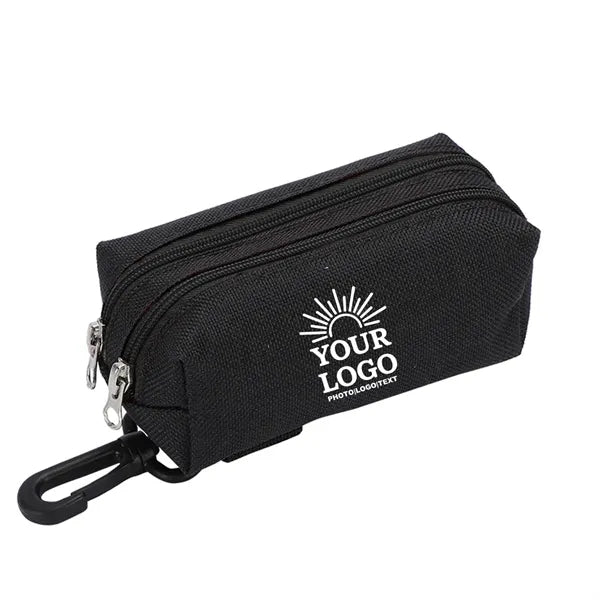 Double Zipper Dog Poop Bag Holder Dispenser Treat Pouch