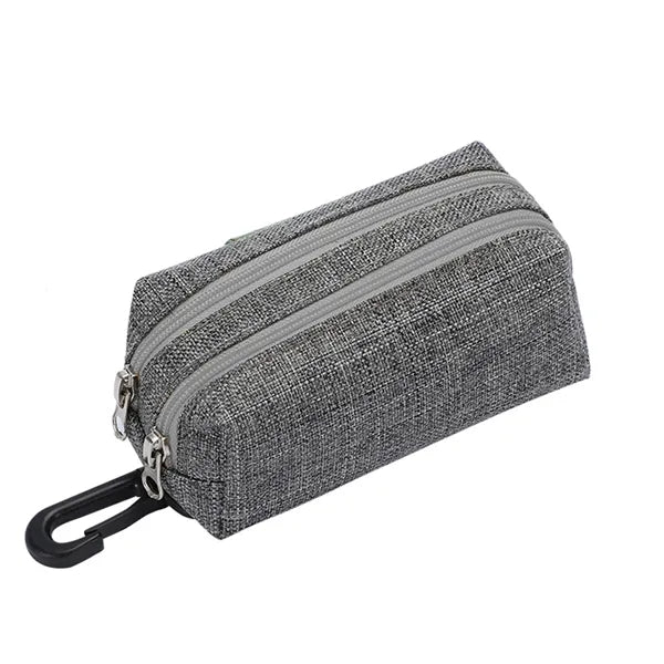 Double Zipper Dog Poop Bag Holder Dispenser Treat Pouch