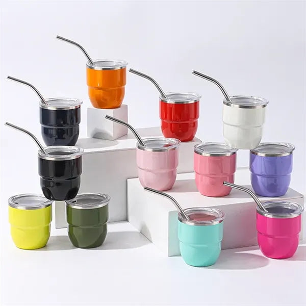 4oz Stackable Espresso Cup Tumbler with Lid and Straw