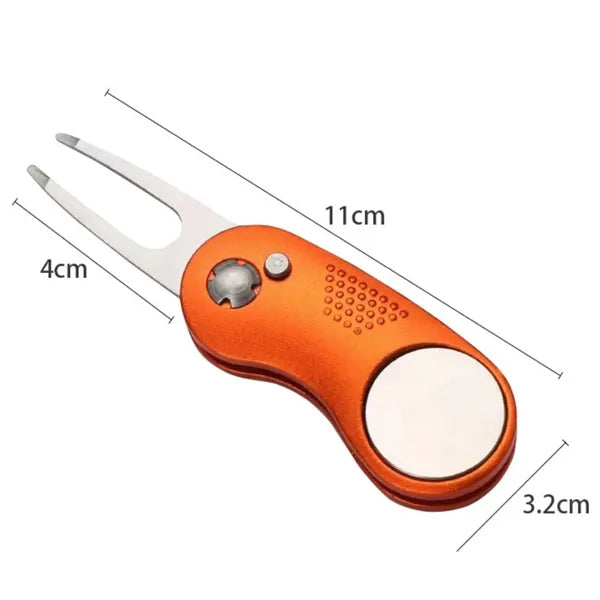 Foldable Golf Divot Tool with Magnetic Ball Marker