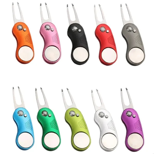 Foldable Golf Divot Tool with Magnetic Ball Marker