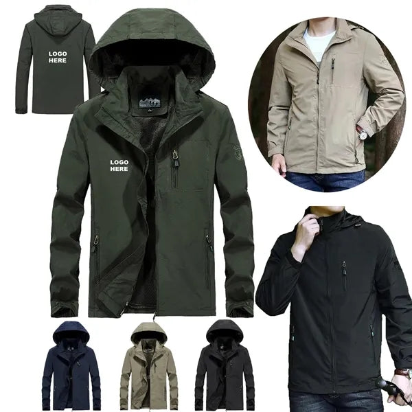 Logo Casual Outdoor Coat Men's Utility Jacket