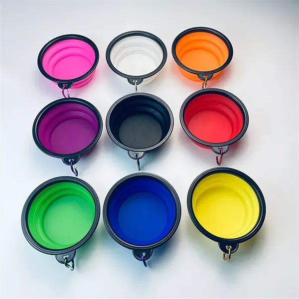 12OZ TPE Portable Foldable Pet Bowl with Metal Carabiner