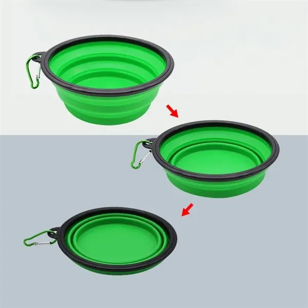 12OZ TPE Portable Foldable Pet Bowl with Metal Carabiner