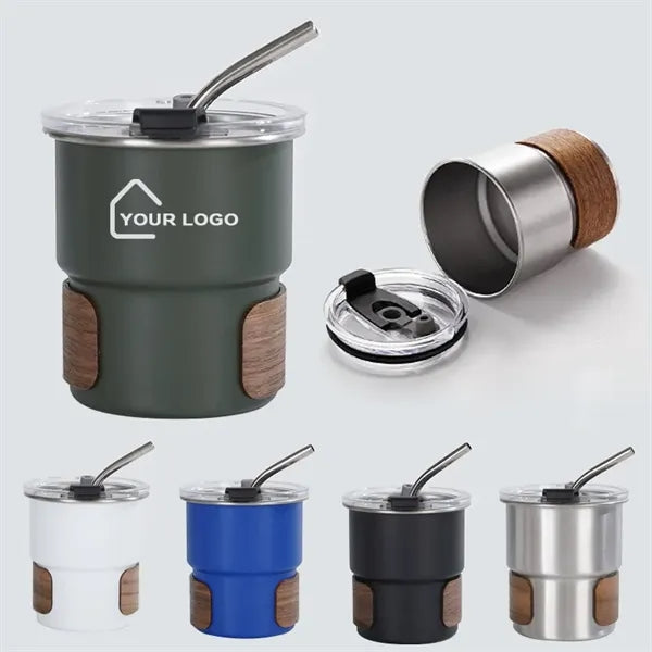 10oz Outdoor Anti-scald Camping Cup with Lid and Straw