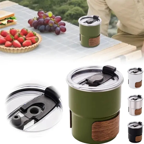10oz Outdoor Anti-scald Camping Cup with Lid and Straw