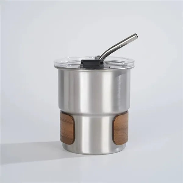 10oz Outdoor Anti-scald Camping Cup with Lid and Straw