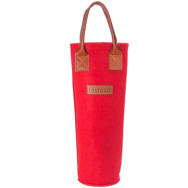 Felt Single Bottle Wine Tote Bag with PU Leather