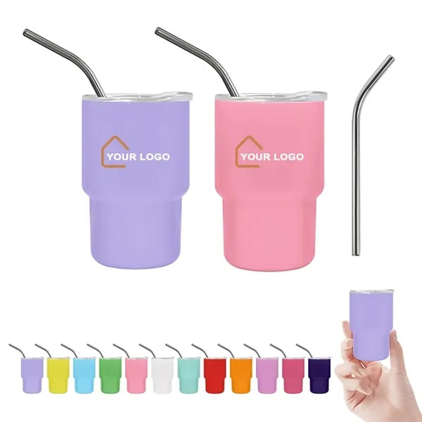 3 oz Mini Tumbler Shot Glass with Straw and Lid