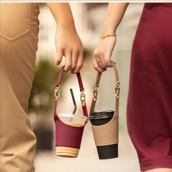 Hand-Held Leather Coffee Insulation Cover