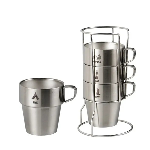 4pcs Stackable Stainless Steel Coffee Cups