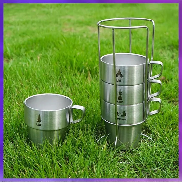 4pcs Stackable Stainless Steel Coffee Cups