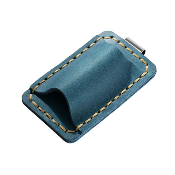 Removable Metal Clip-On Crazy Horse Leather Pen Holder