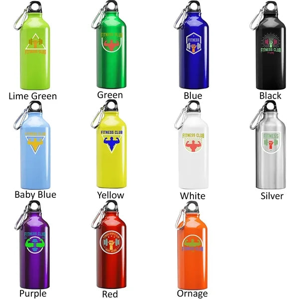 Aluminum Sports Water Bottle - Carabiner, 20 oz.