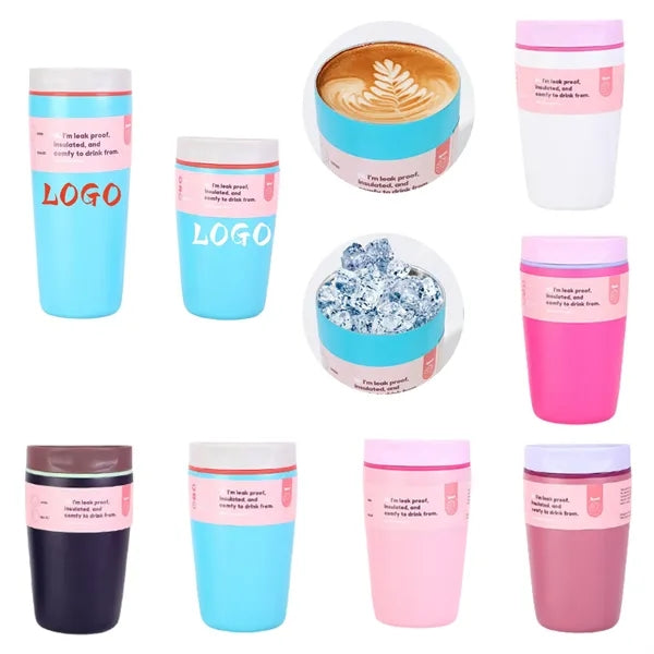 12OZ Portable Colorful Sliced Insulated Coffee Cup