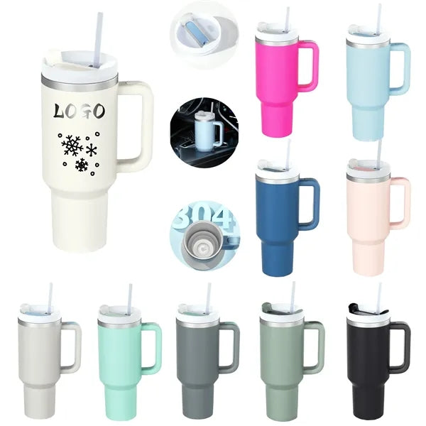 40OZ Vacuum Insulated Travel Iced Cup With Lid And Straw