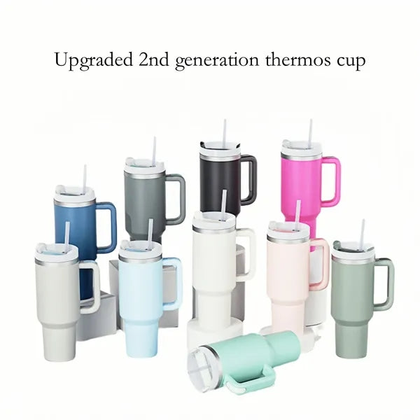 40OZ Vacuum Insulated Travel Iced Cup With Lid And Straw