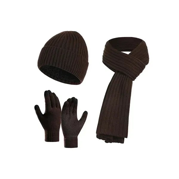 Winter Knitted Beanie Hat Scarf Glove Set