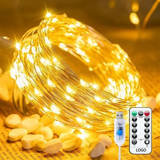 66 Feet Hanging String Fairy Lights USB Powered with Remote