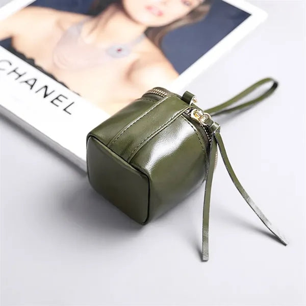 PU Leather Lightweight Zippered Keychain Mini Coin Purse