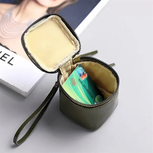 PU Leather Lightweight Zippered Keychain Mini Coin Purse