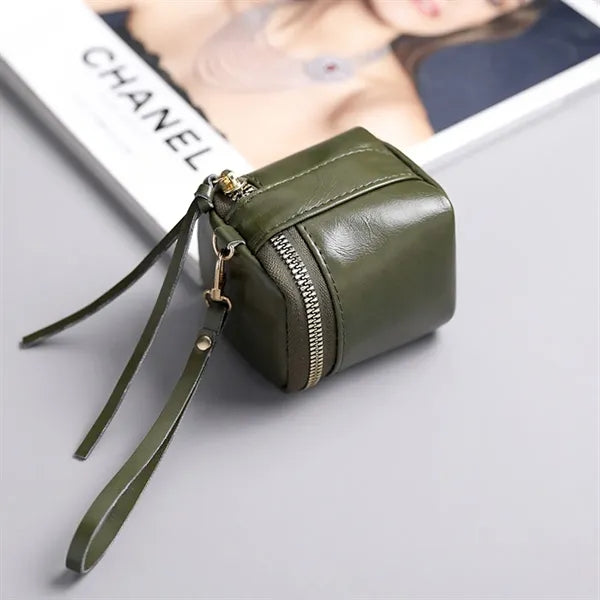 PU Leather Lightweight Zippered Keychain Mini Coin Purse
