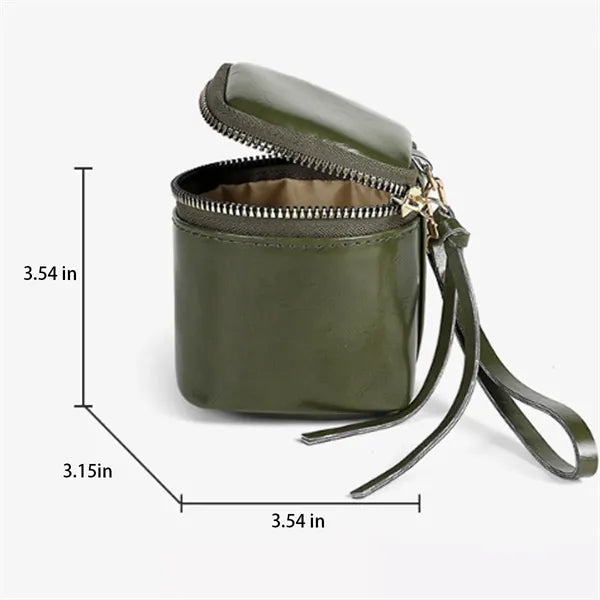 PU Leather Lightweight Zippered Keychain Mini Coin Purse