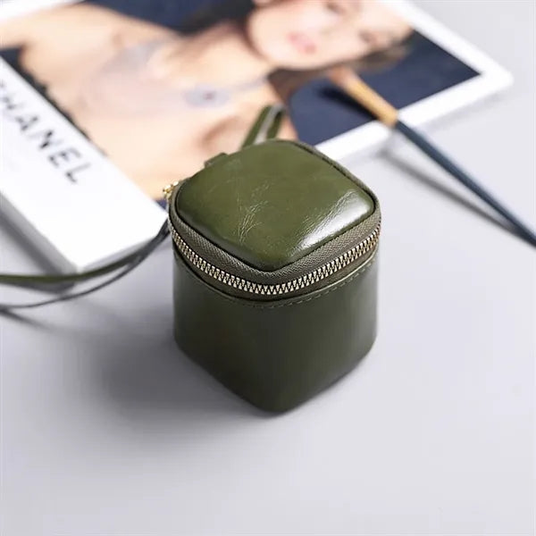 PU Leather Lightweight Zippered Keychain Mini Coin Purse