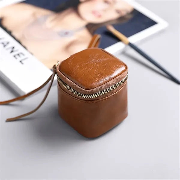 PU Leather Lightweight Zippered Keychain Mini Coin Purse
