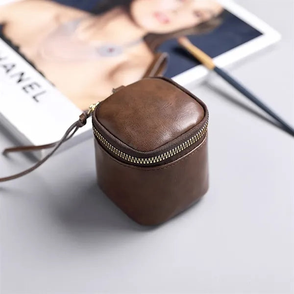 PU Leather Lightweight Zippered Keychain Mini Coin Purse