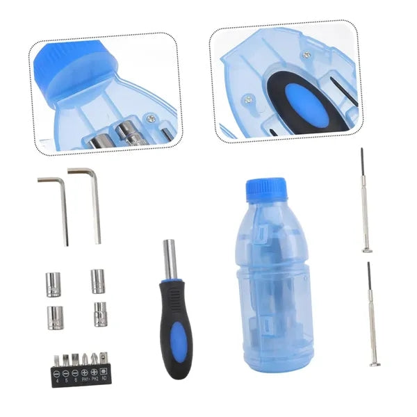 14-Piece Bottle-Shaped Transparent Compact Portable Tool Kit