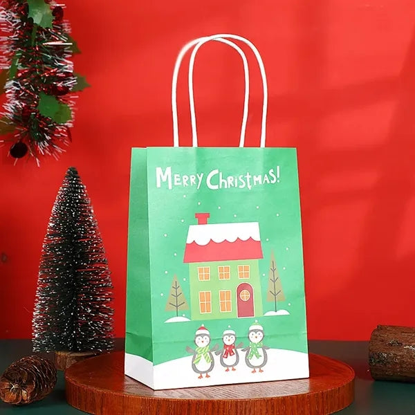 Christmas-Themed Cartoon Kraft Paper Bag