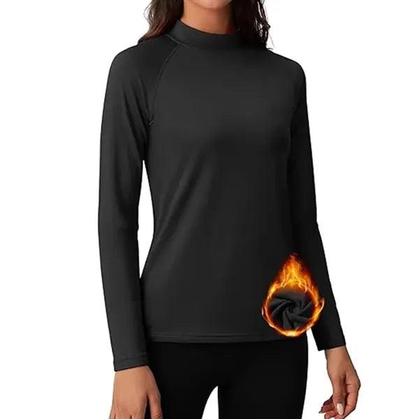 Women's Fleece-Lined Performance Mock Neck Shirt
